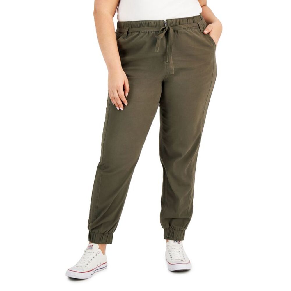 Tinseltown Trendy Plus Size Zip-Front Jogger Pants